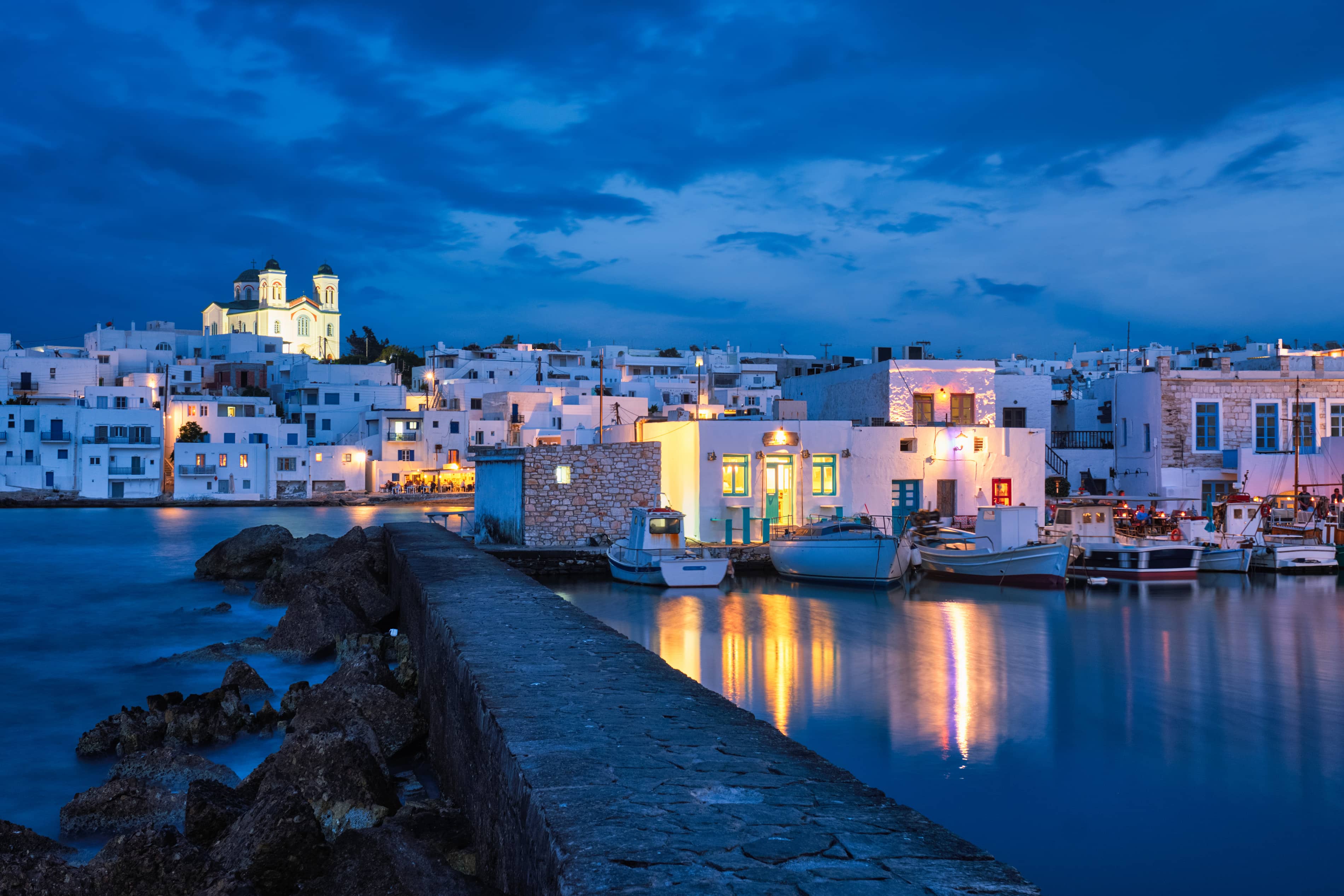 Naoussa waterfront viewed from the harbor