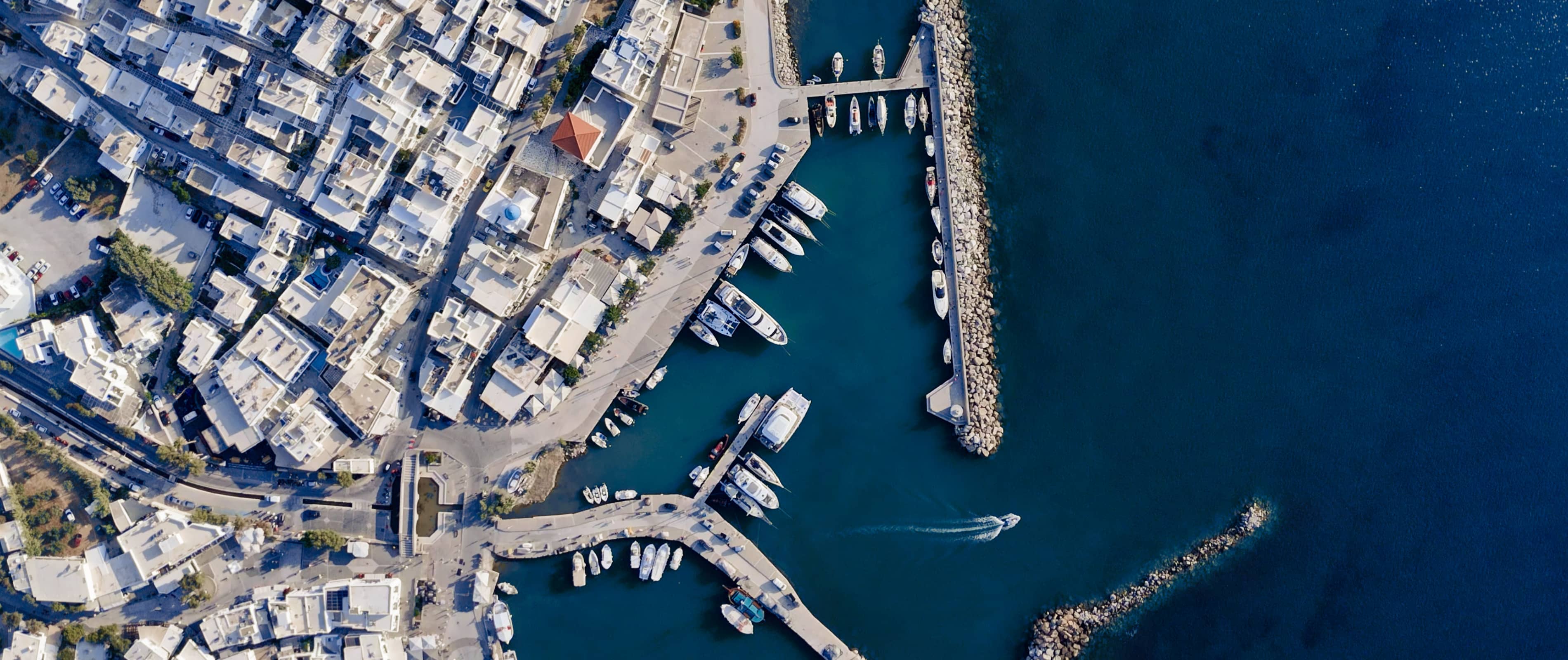 Entrance to Porto Naoussa marina from above